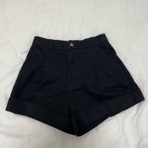 Zara Pleated Black Shorts